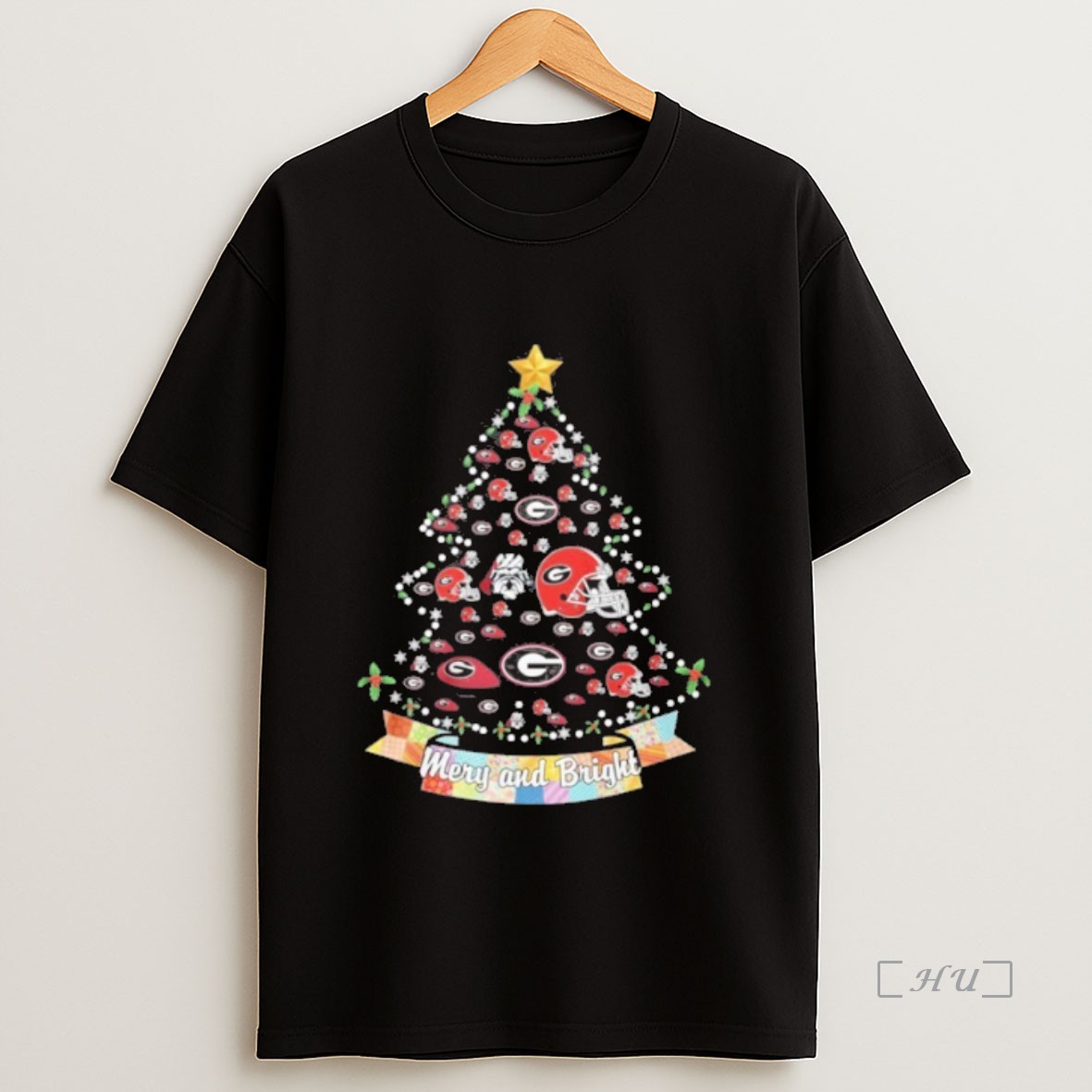 Officials Georgia Bulldogs Merry And Bright Christmas Tree Premium Shirt Sweatshirt Tee