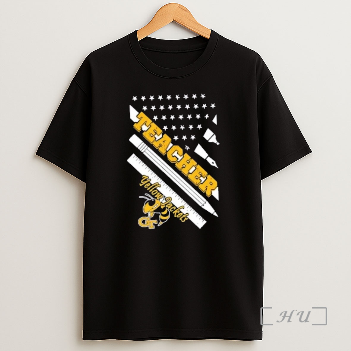 Officials Georgia Tech Yellow Jackets X Teacher American Flag Premium Shirt Sweatshirt Tee