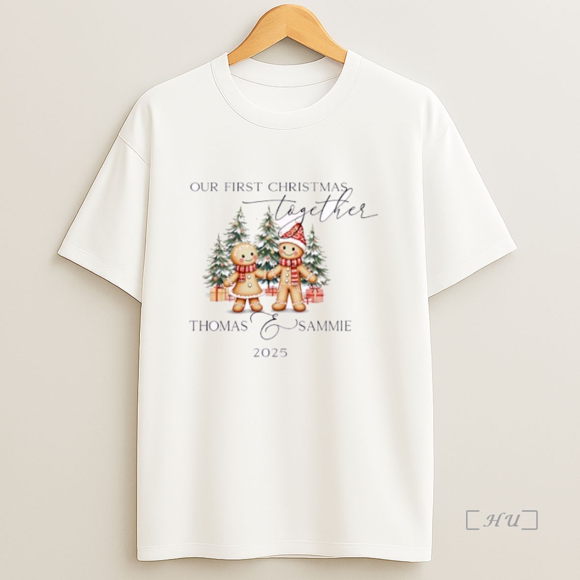 Officials Gingerbread Our First Christmas Together 2025 Personalized Ornaments White Premium Shirt Sweatshirt Tee