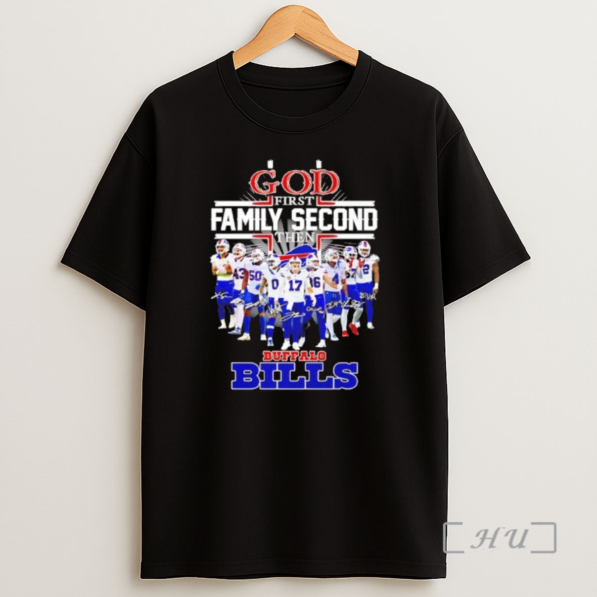 Officials God First Family Second Then 2025 Buffalo Bills Player Signatures Premium Shirt Sweatshirt Tee