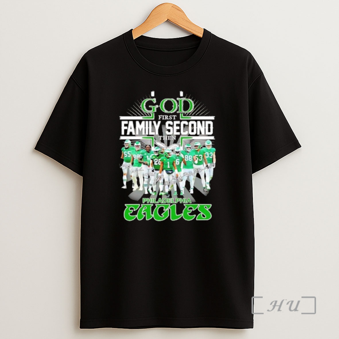 Officials God First Family Second Then 2025 Philadelphia Eagles Player Signatures Premium Shirt Sweatshirt Tee