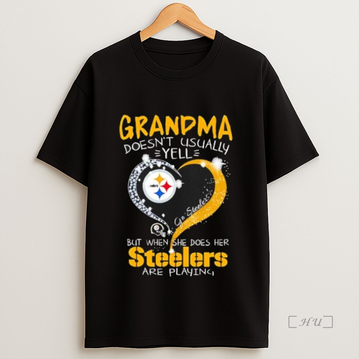 Officials Grandma Doesnt Usually Yell But When She Does Her Steelers Are Playing Black Premium Shirt Sweatshirt Tee