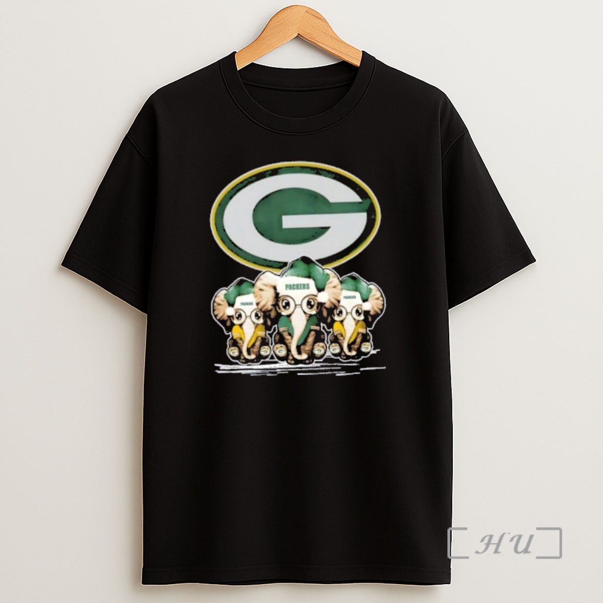 Officials Green Bay Packers X Elephants Santa Hat Merry Christmas Premium Shirt Sweatshirt Tee
