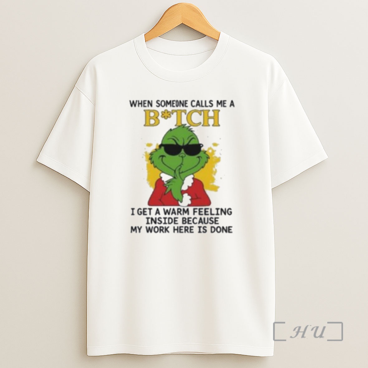 Officials Grinch Christmas When Someone Calls Me A Bitch Circle White Premium Shirt Sweatshirt Tee