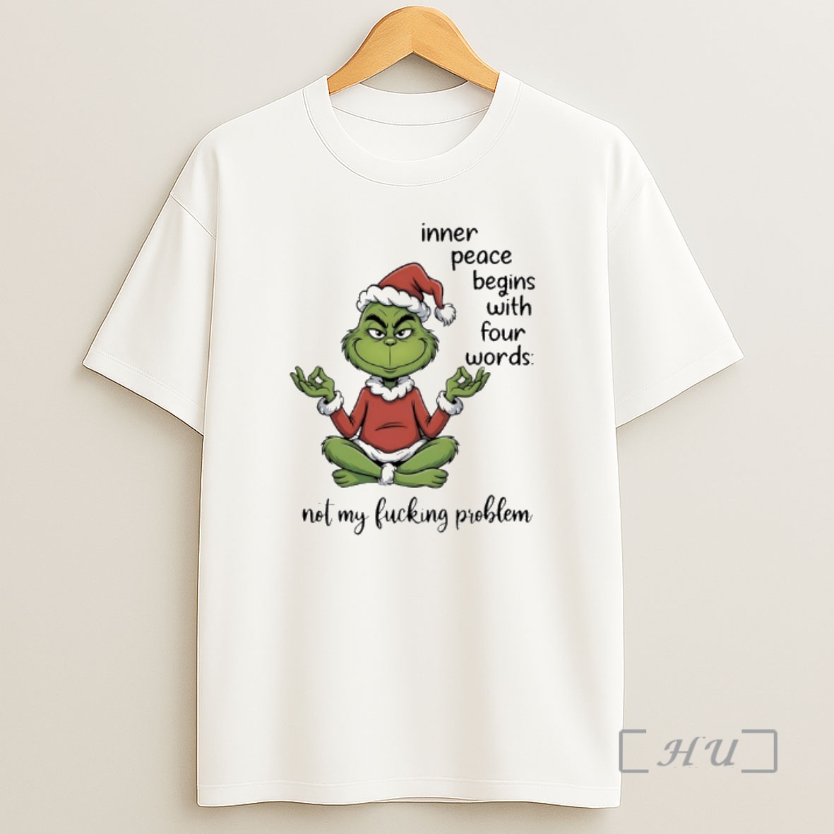 Officials Grinch Christmas Yoga Inner Peace Begins With Your Words Not My Fucking Problem Premium Shirt Sweatshirt Tee