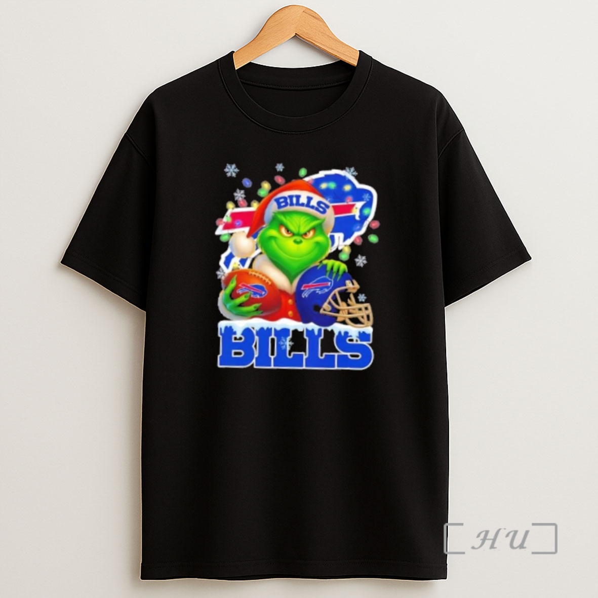 Officials Grinch Christmas Lights Holding A Ball And Smiling At Buffalo Bills Fans Premium Shirt Sweatshirt Tee