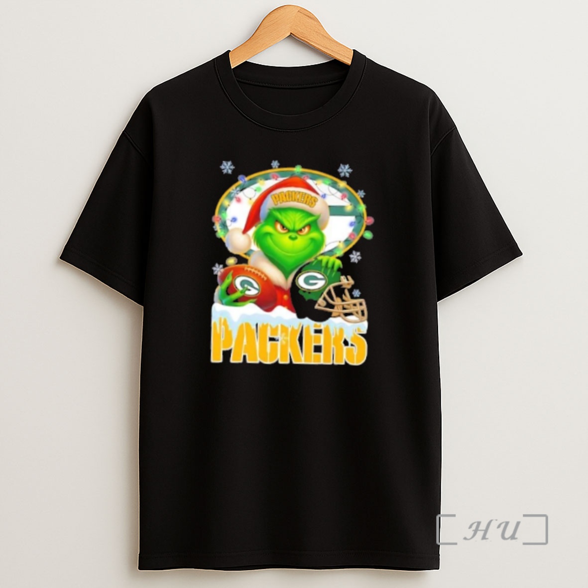 Officials Grinch Christmas Lights Holding A Ball And Smiling At Green Bay Packers Fans Premium Shirt Sweatshirt Tee