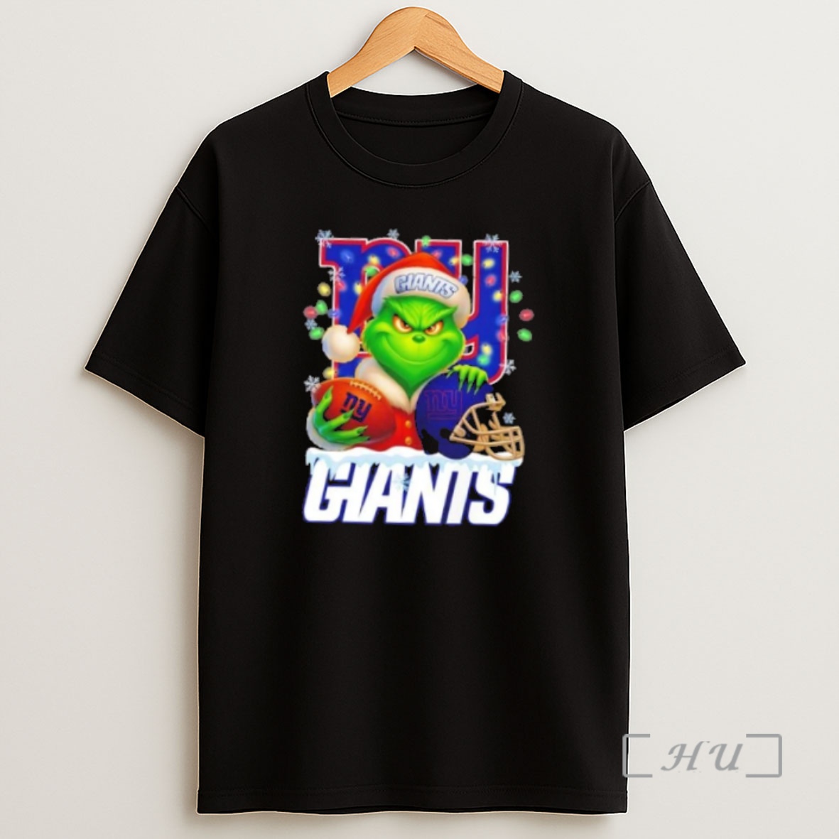 Officials Grinch Christmas Lights Holding A Ball And Smiling At New York Giants Fans Premium Shirt Sweatshirt Tee