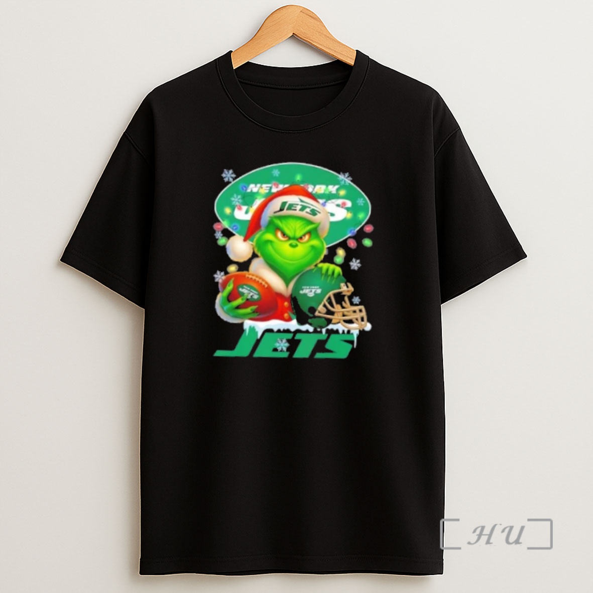 Officials Grinch Christmas Lights Holding A Ball And Smiling At New York Jets Fans Premium Shirt Sweatshirt Tee