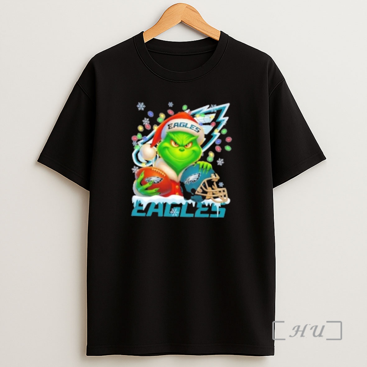 Officials Grinch Christmas Lights Holding A Ball And Smiling At Philadelphia Eagles Fans Premium Shirt Sweatshirt Tee