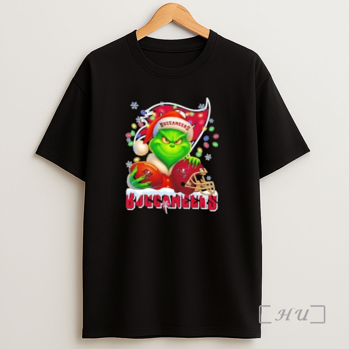 Officials Grinch Christmas Lights Holding A Ball And Smiling At Tampa Bay Buccaneers Fans Premium Shirt Sweatshirt Tee
