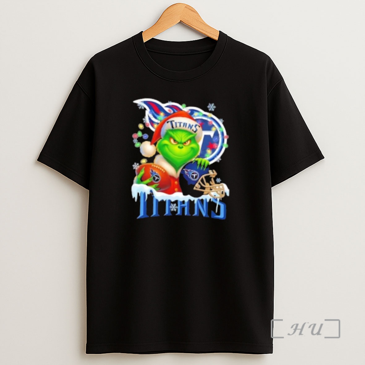 Officials Grinch Christmas Lights Holding A Ball And Smiling At Tennessee Titans Fans Premium Shirt Sweatshirt Tee