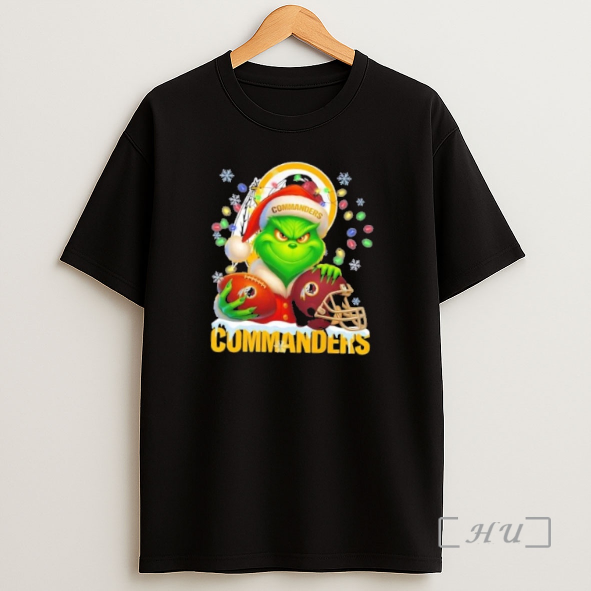 Officials Grinch Christmas Lights Holding A Ball And Smiling At Washington Commanders Fans Premium Shirt Sweatshirt Tee