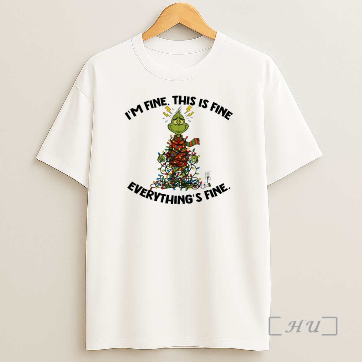 Officials Grinch Christmas Tree Im Fine This Is Fine Everythings Fine Santa Premium Shirt Sweatshirt Tee