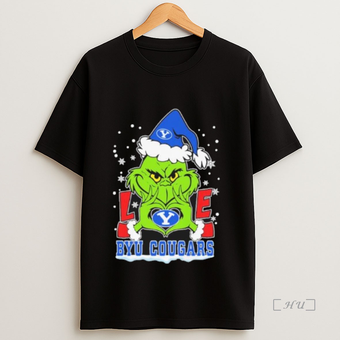 Officials Grinch Hand Love Byu Cougar Christmas Premium Shirt Sweatshirt Tee