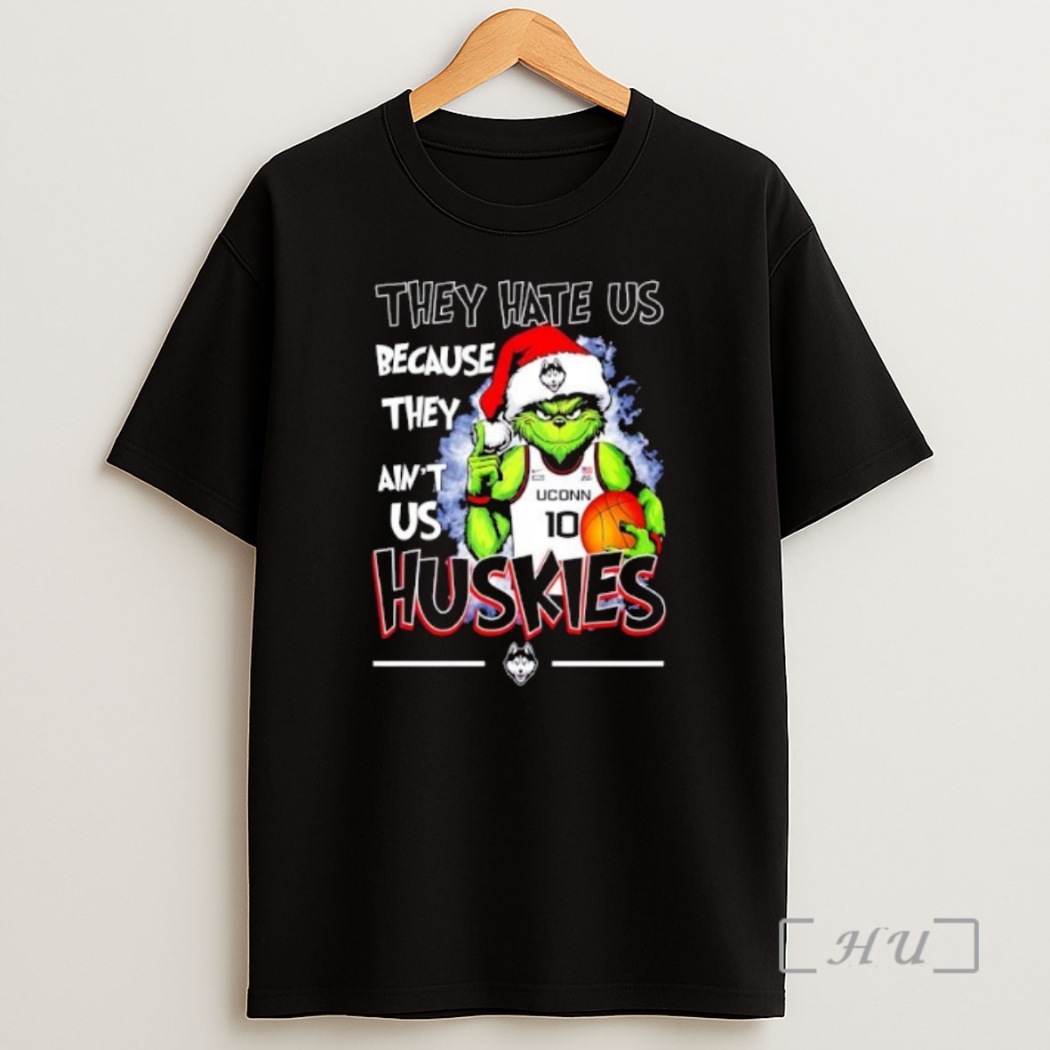 Officials Grinch Hat Santa They Hate Us Because They Aint Us Huskies Premium Shirt Sweatshirt Tee