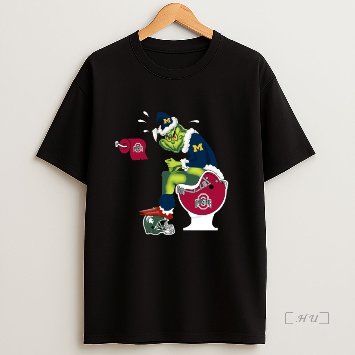 Officials Grinch Michigan Wolverines Shit On Ohio State Buckeyes Helmet Toilet Christmas 2025 Premium Shirt Sweatshirt Tee