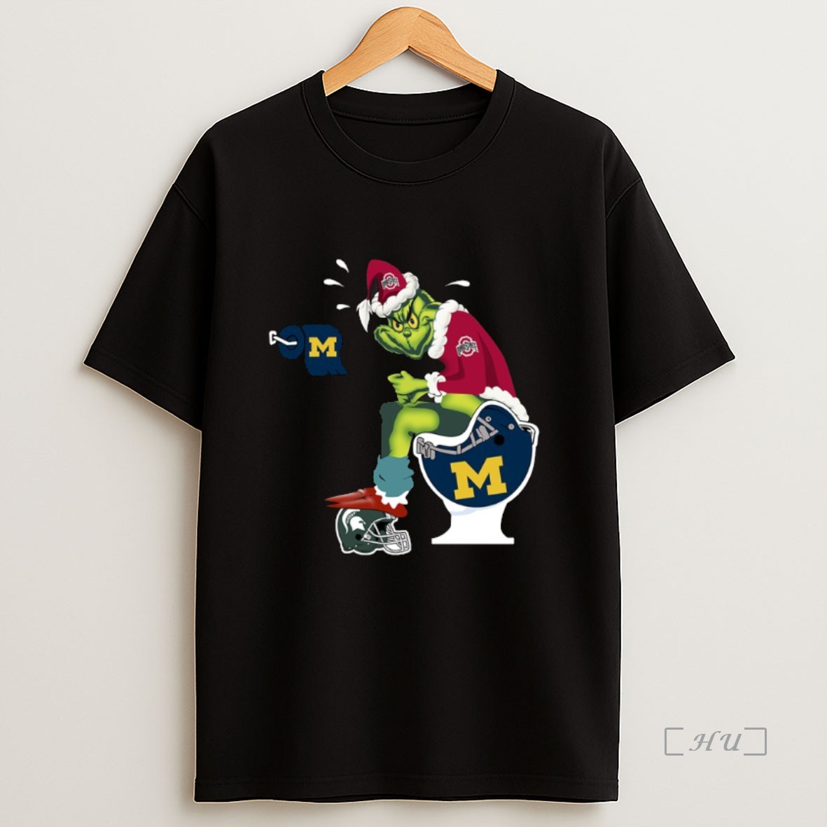 Officials Grinch Ohio State Buckeyes Shit On Michigan Wolverines Helmet Toilet Christmas 2025 Premium Shirt Sweatshirt Tee