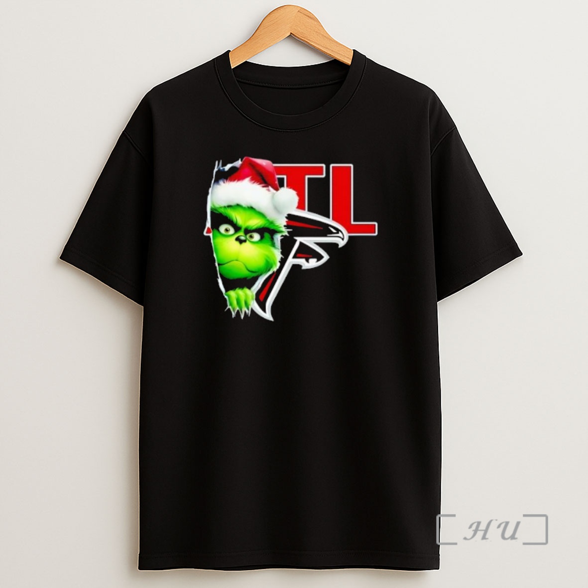 Officials Grinch Peeking Through Atlanta Falcons Christmas Holiday Premium Shirt Sweatshirt Tee