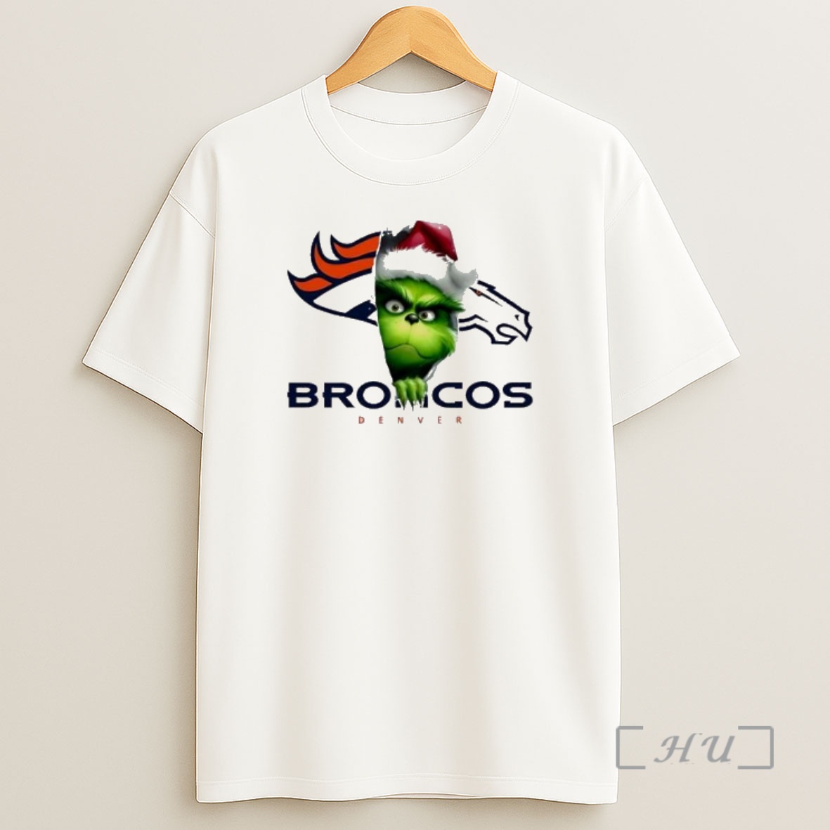 Officials Grinch Peeking Through Denver Broncos Christmas Holiday Premium Shirt Sweatshirt Tee