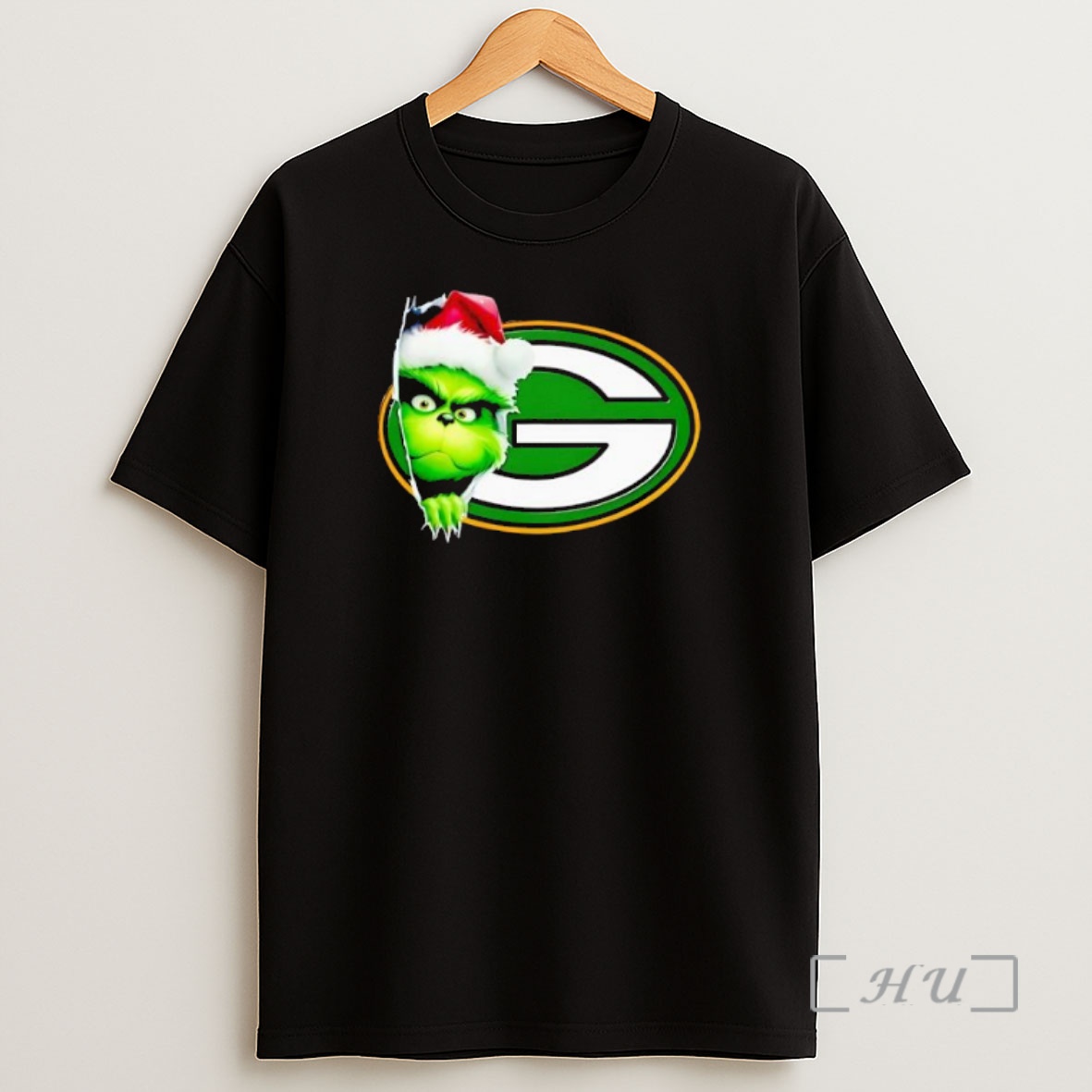 Officials Grinch Peeking Through Green Bay Packers Christmas Holiday Premium Shirt Sweatshirt Tee