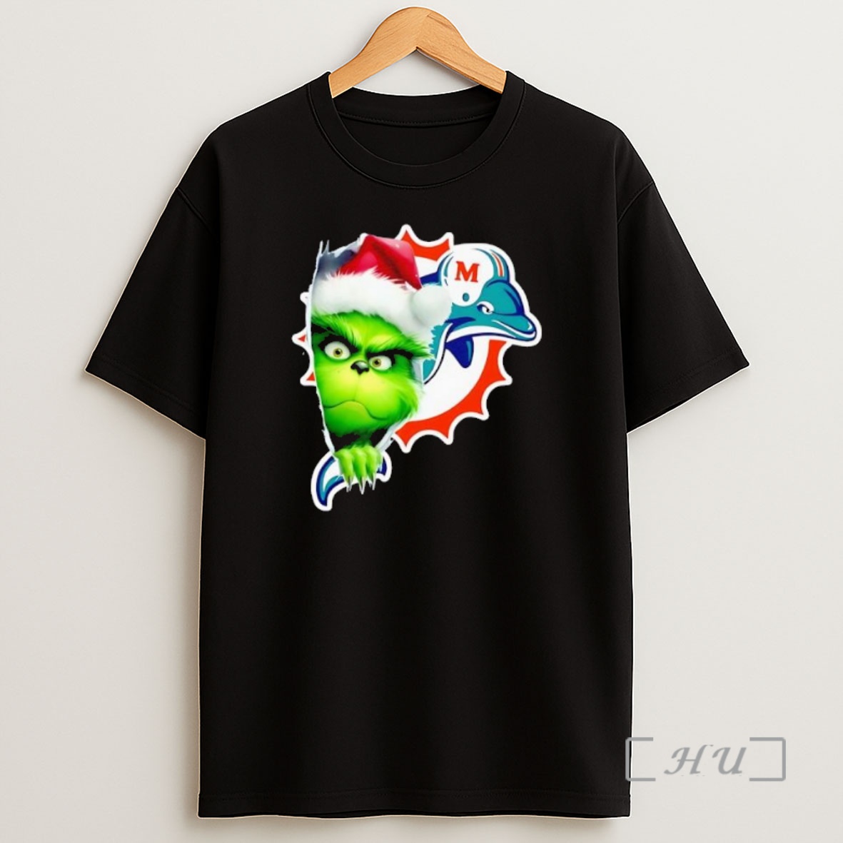 Officials Grinch Peeking Through Miami Dolphins Christmas Holiday Premium Shirt Sweatshirt Tee