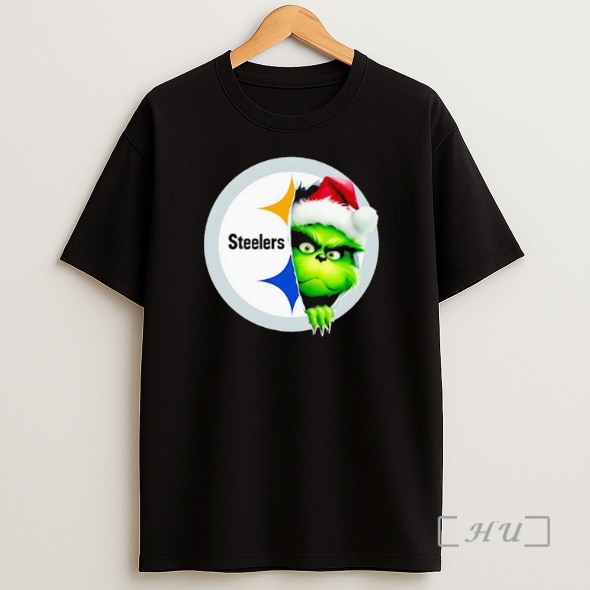 Officials Grinch Peeking Through Steelers Christmas Holiday Premium Shirt Sweatshirt Tee