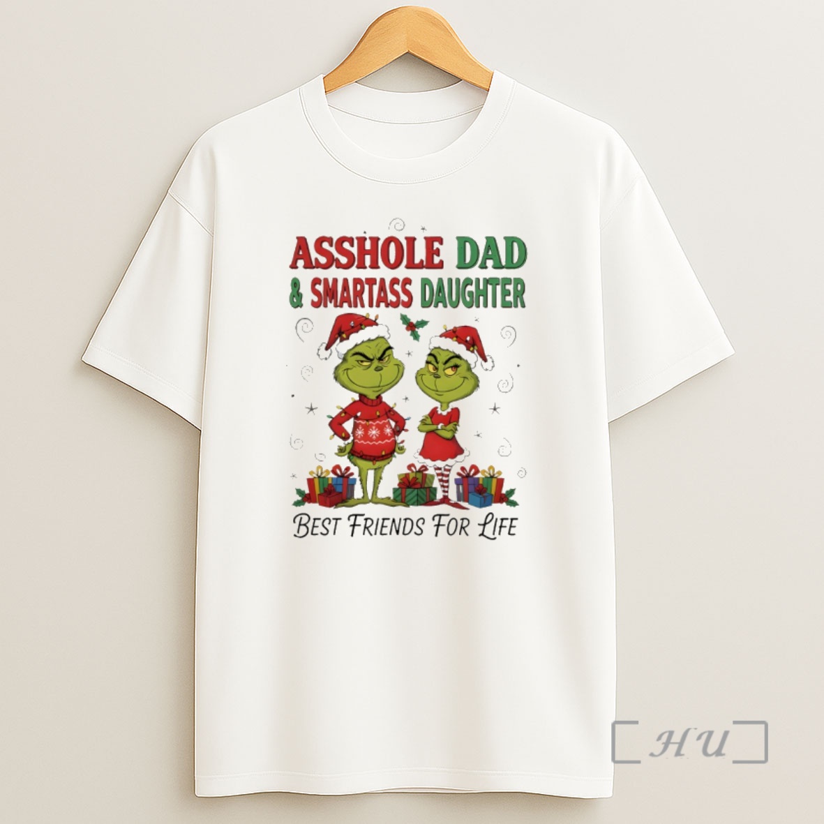 Officials Grinch Santa Asshole Dad And Smartass Daughter Best Friends For Life Christmas Premium Shirt Sweatshirt Tee