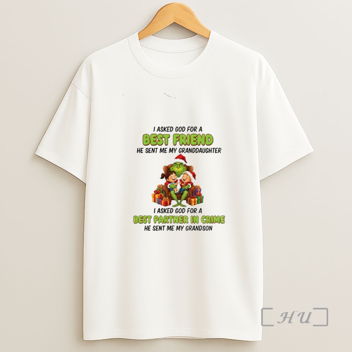 Officials Grinch Santa I Asked God For A Best Friend He Sent Me My Granddaughter I Asked God For A Best Partner In Crime Christmas Premium Shirt Sweatshirt Tee