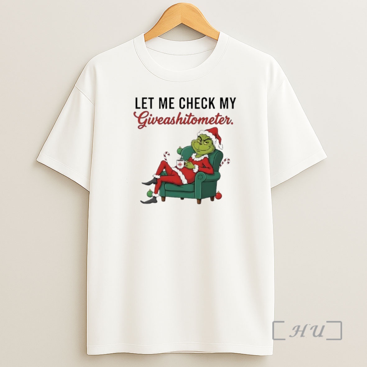 Officials Grinch Santa Suit Let Me Check My Giveashitometer Premium Shirt Sweatshirt Tee