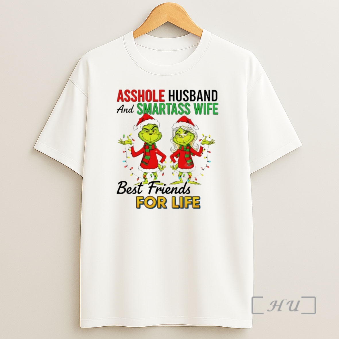 Officials Grinch Santa Asshole Husband And Smartass Wife Best Friends For Life Merry Christmas Premium Shirt Sweatshirt Tee
