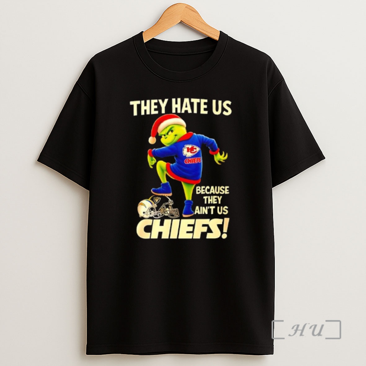 Officials Grinch Santa Hat They Hate Us Because They Aint Us Kansas City Chiefs Premium Shirt Sweatshirt Tee