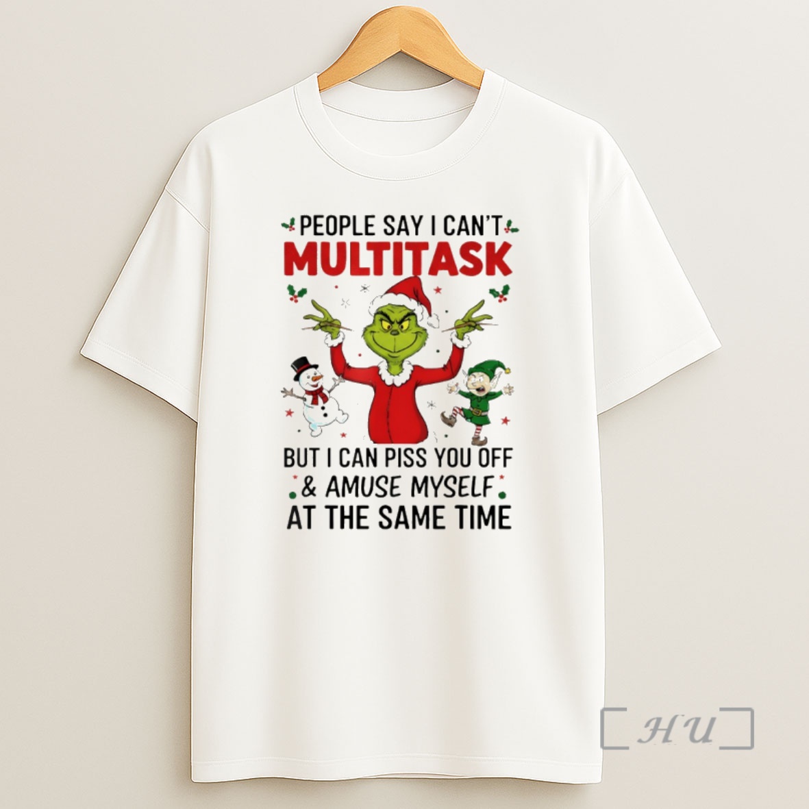 Officials Grinch Santa Hat People Say I Cant Multitask But I Can Piss You Off And Amuse Myself Christmas Premium Shirt Sweatshirt Tee