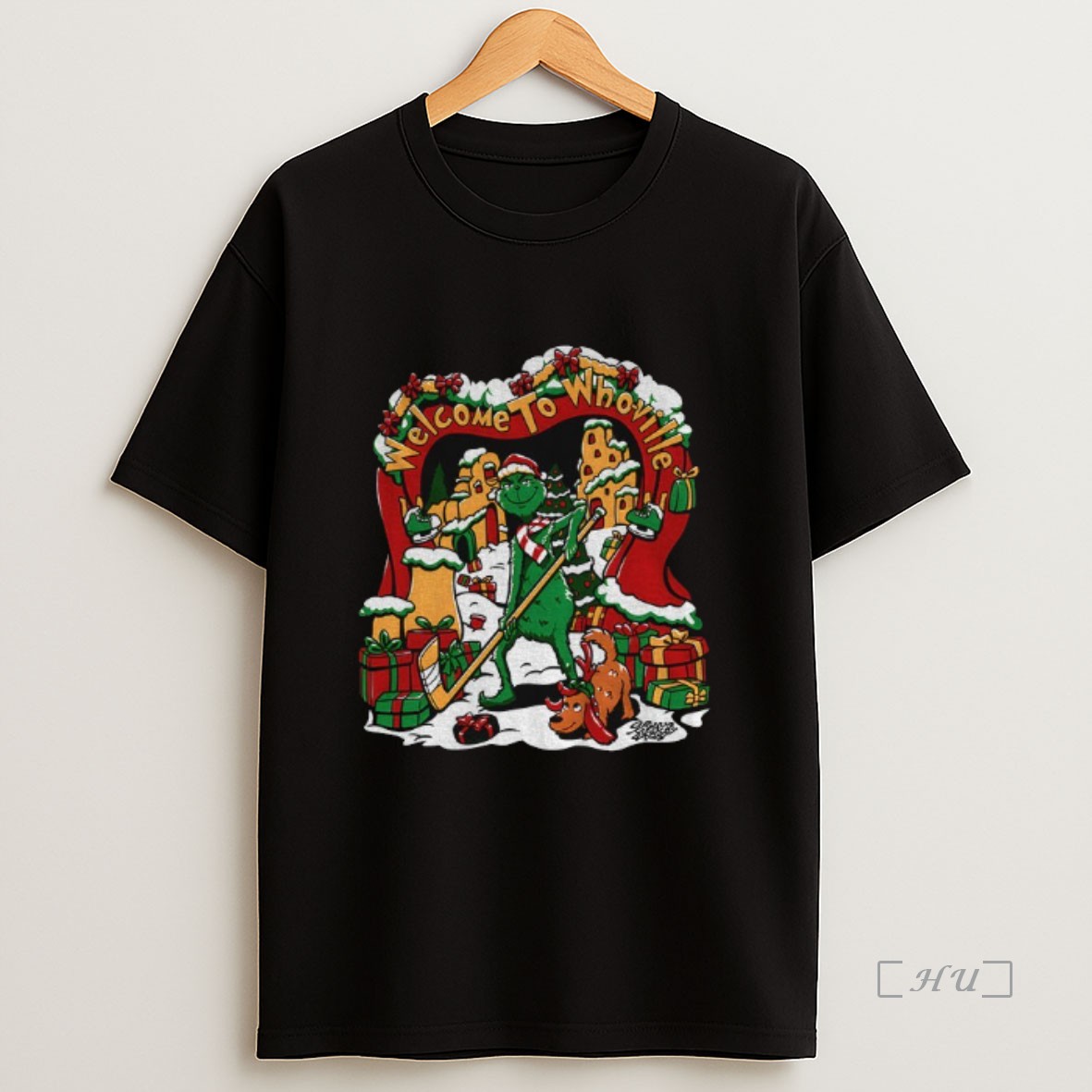 Officials Grinch Santa Hockey Welcome To Whoville Merry Christmas Premium Shirt Sweatshirt Tee