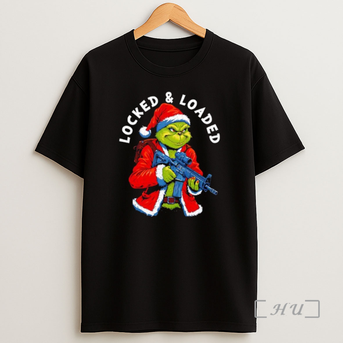 Officials Grinch Santa Suit Rifle Locked Loaded Premium Shirt Sweatshirt Tee