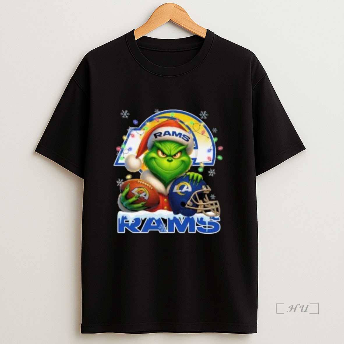 Officials Grinch X Los Angeles Rams Ball And Helmet Merry Christmas Premium Shirt Sweatshirt Tee