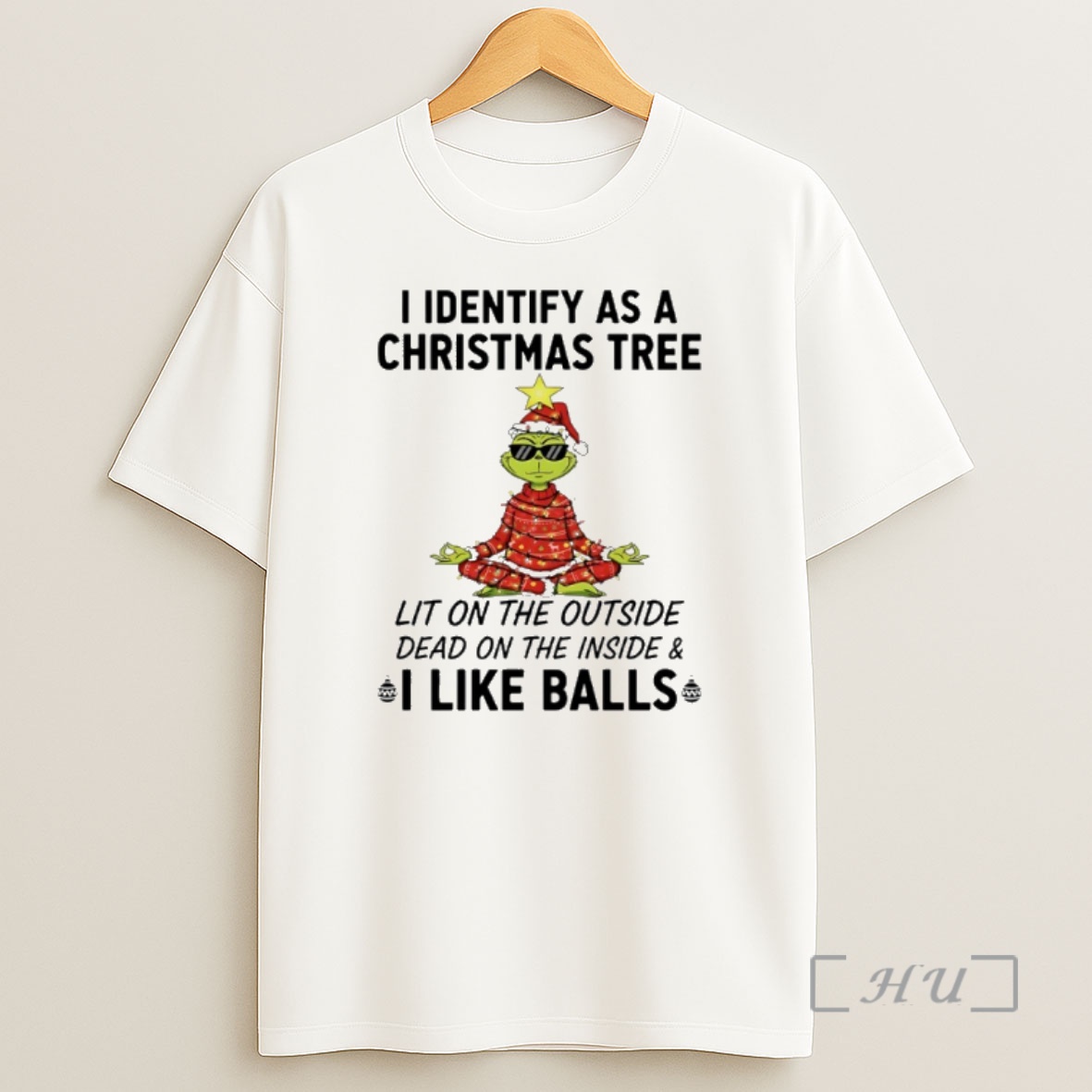 Officials Grinch Yoga I Identify As A Christmas Tree Lit On The Outside Dead On The Inside And I Like Balls Premium Shirt Sweatshirt Tee