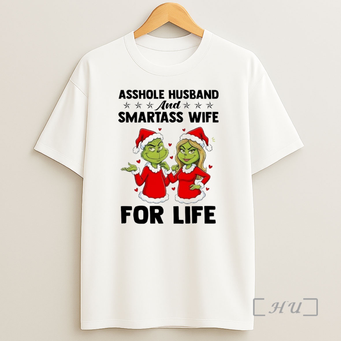 Officials Grinch Asshole Husband And Smartass Wife For Life Christmas Premium Shirt Sweatshirt Tee