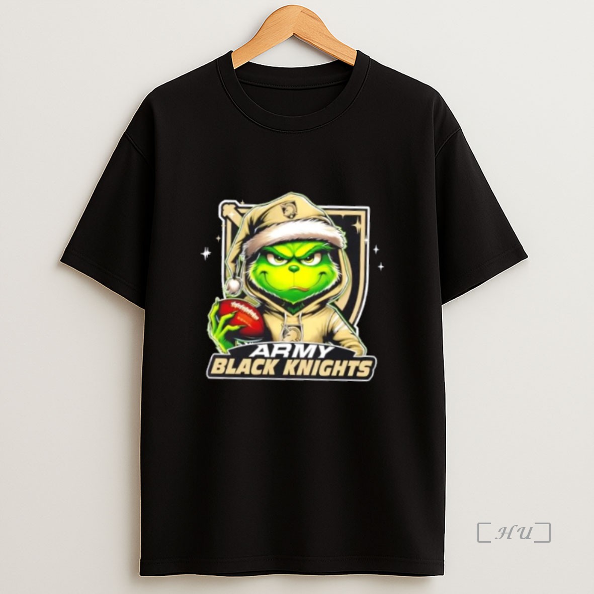 Officials Grinch Is Holding A Ball And Smiling At Army Black Knights Fans Christmas Premium Shirt Sweatshirt Tee