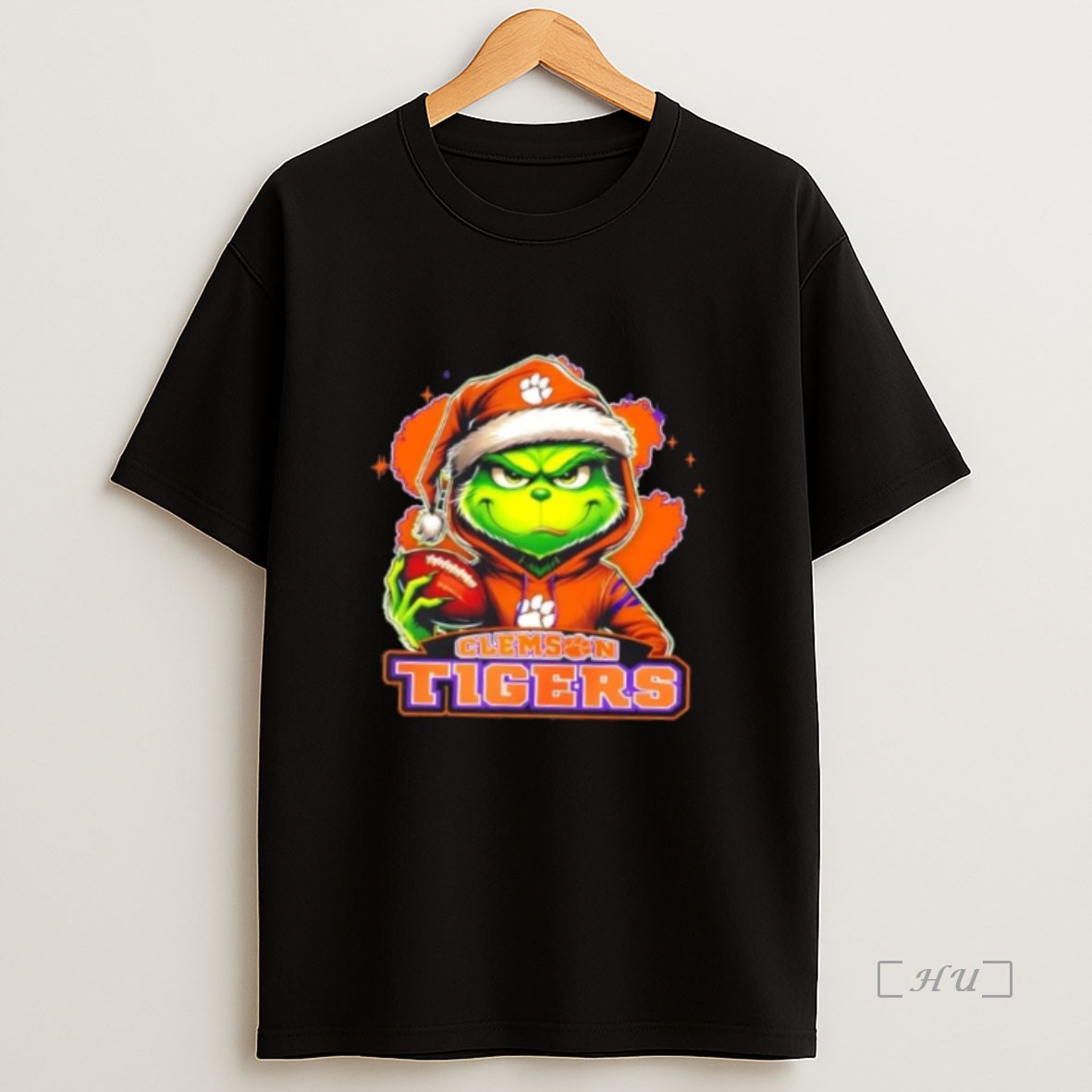 Officials Grinch Is Holding A Ball And Smiling At Clemson Tigers Fans Christmas Premium Shirt Sweatshirt Tee