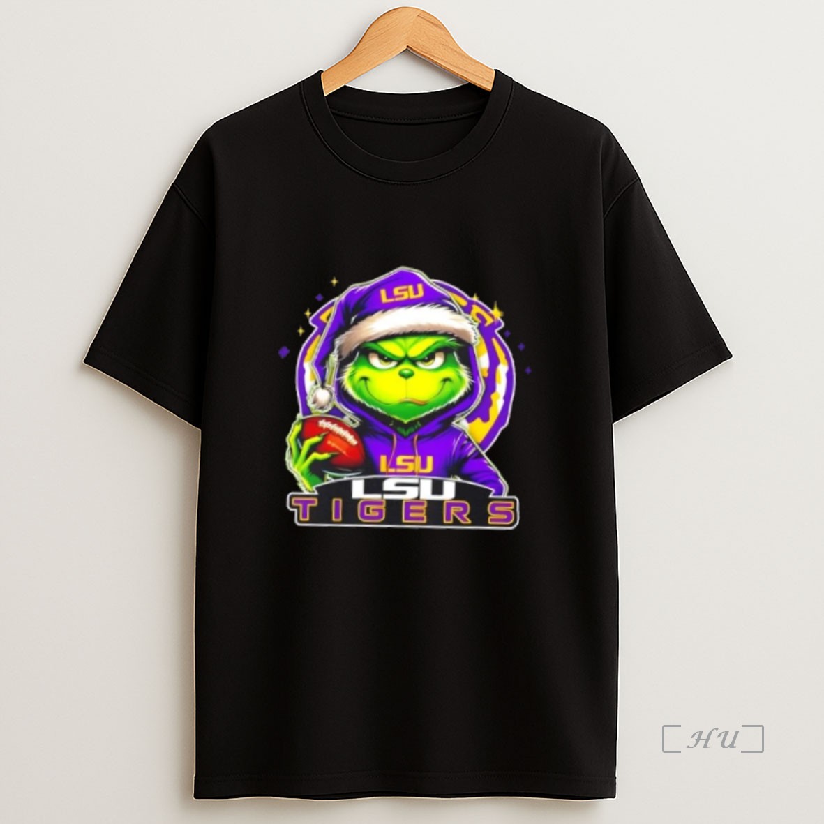 Officials Grinch Is Holding A Ball And Smiling At Lsu Tigers Fans Christmas Premium Shirt Sweatshirt Tee