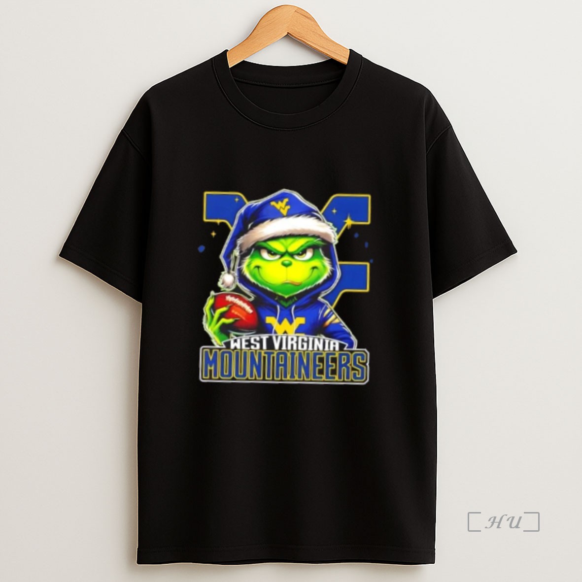 Officials Grinch Is Holding A Ball And Smiling At West Virginia Mountaineers Fans Christmas Premium Shirt Sweatshirt Tee
