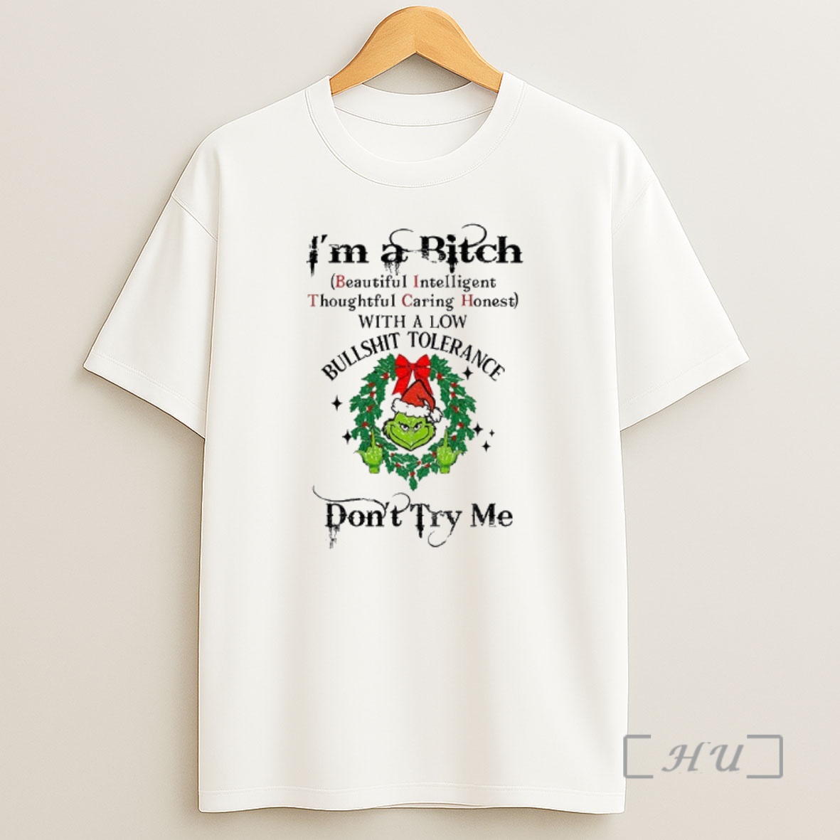 Officials Grinch Middle Finger Im A Bitch Beautiful Intelligent Thoughtful Caring Honest With A Low Bullshit Tolerance Merry Christmas Premium Shirt Sweatshirt Tee