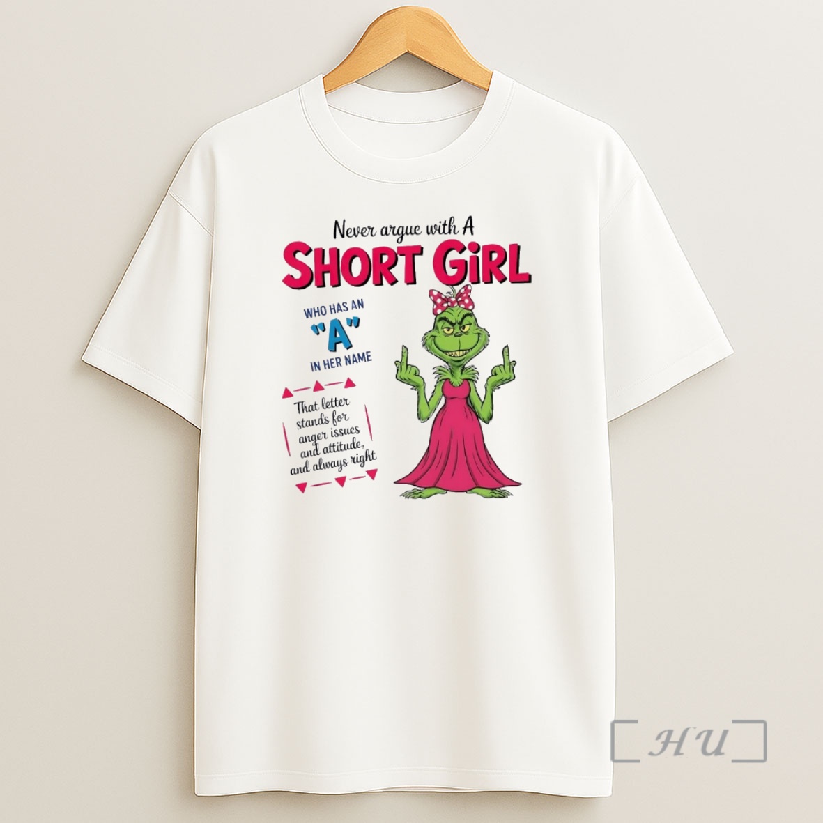 Officials Grinch Middle Finger Argue With A Short Girl Has An A Never Christmas Christmas Premium Shirt Sweatshirt Tee