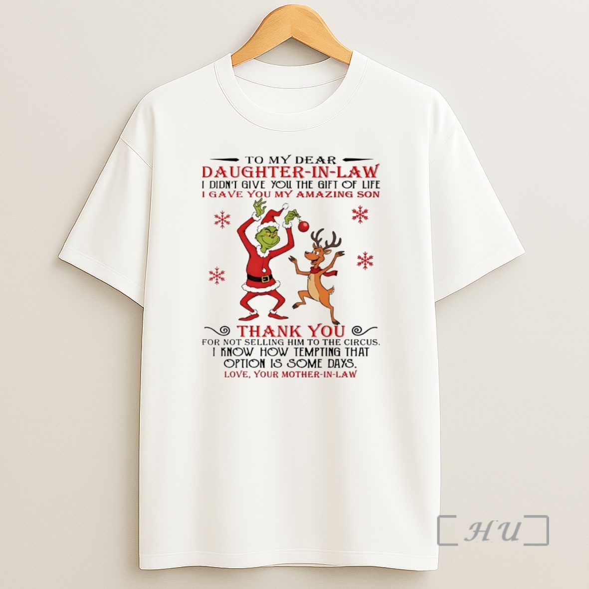 Officials Grinch To My Dear Daughter In Law Thank You Christmas Premium Shirt Sweatshirt Tee