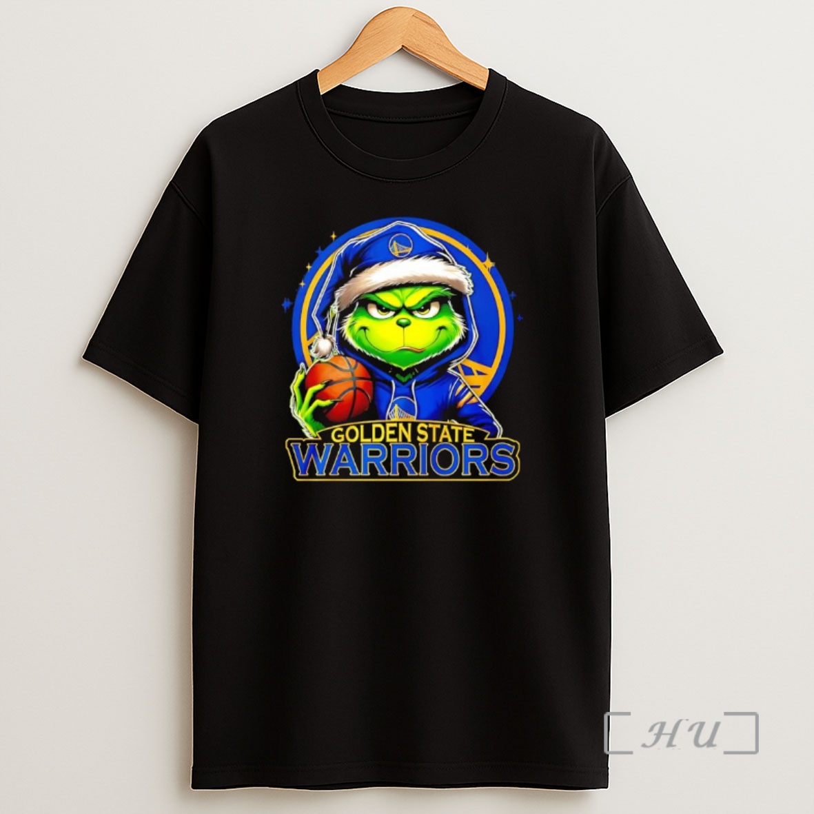 Officials Grinch Wearing Santa X Golden State Warriors Hat Christmas Premium Shirt Sweatshirt Tee