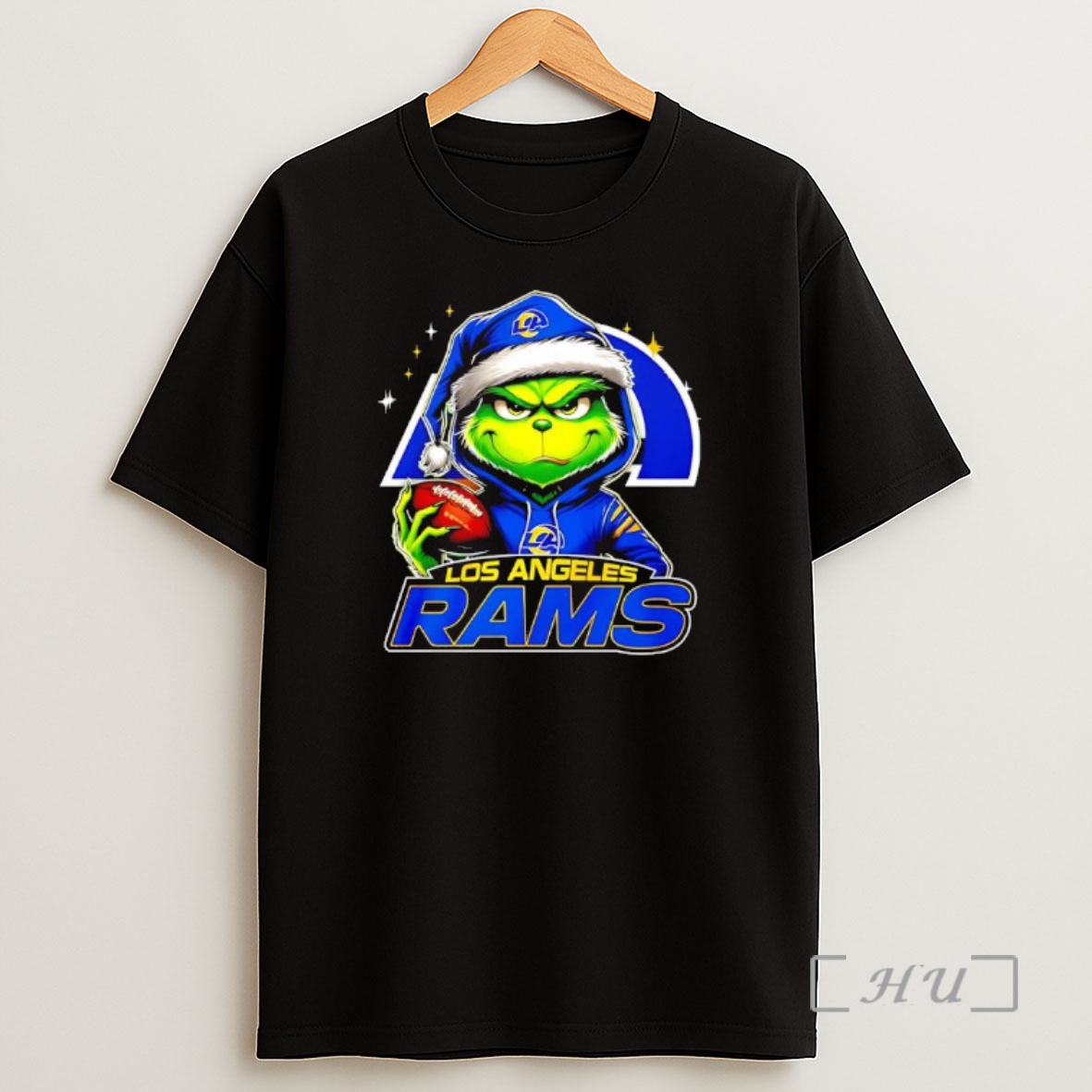 Officials Grinch Wearing Santa X Los Angeles Rams Hat Christmas Premium Shirt Sweatshirt Tee