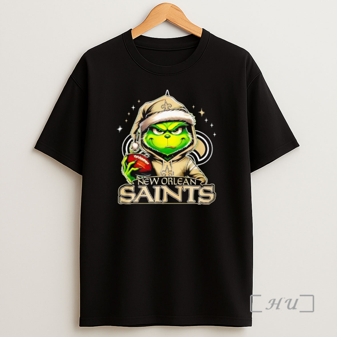 Officials Grinch Wearing Santa X New Orleans Saints Hat Christmas Premium Shirt Sweatshirt Tee