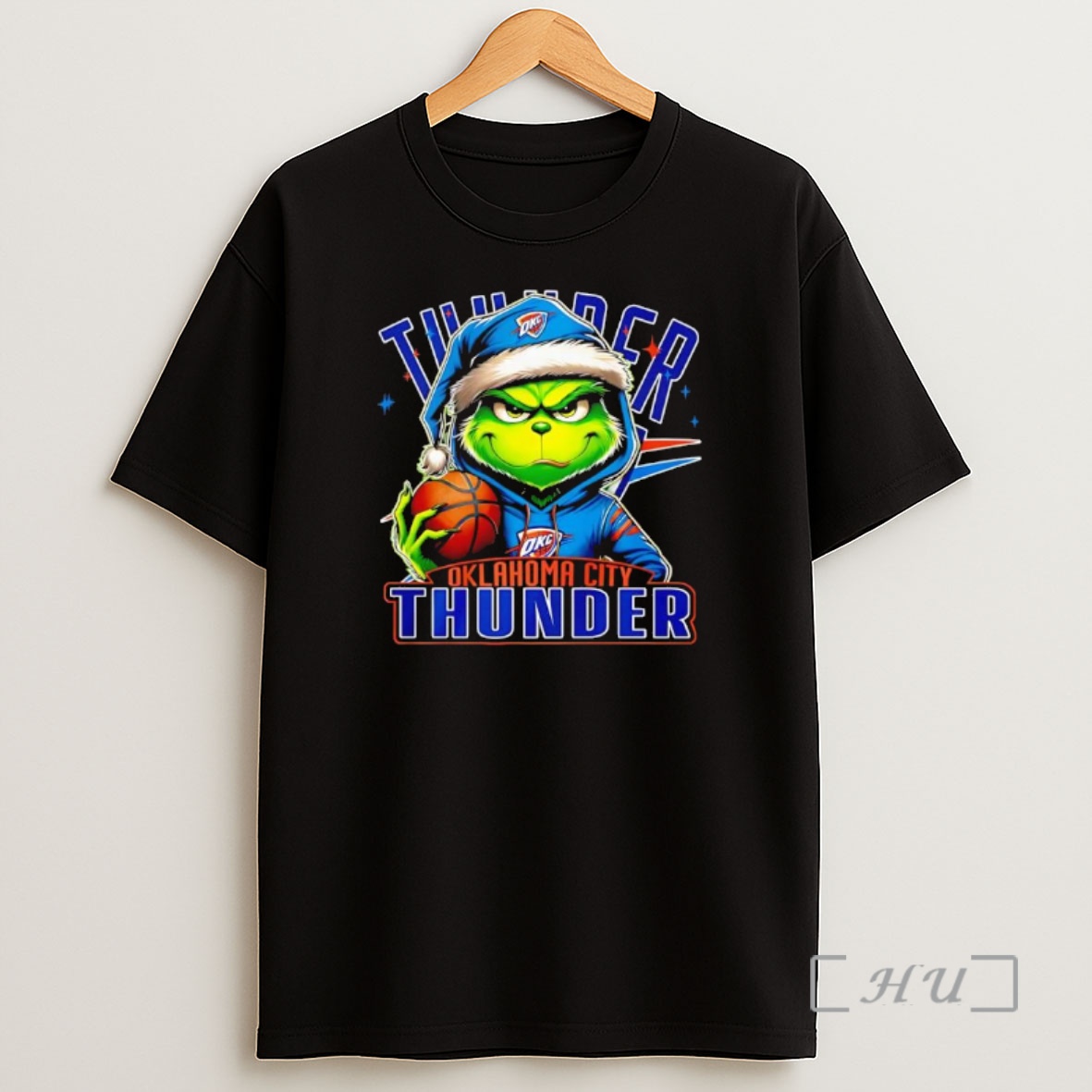 Officials Grinch Wearing Santa X Oklahoma City Thunder Hat Christmas Premium Shirt Sweatshirt Tee