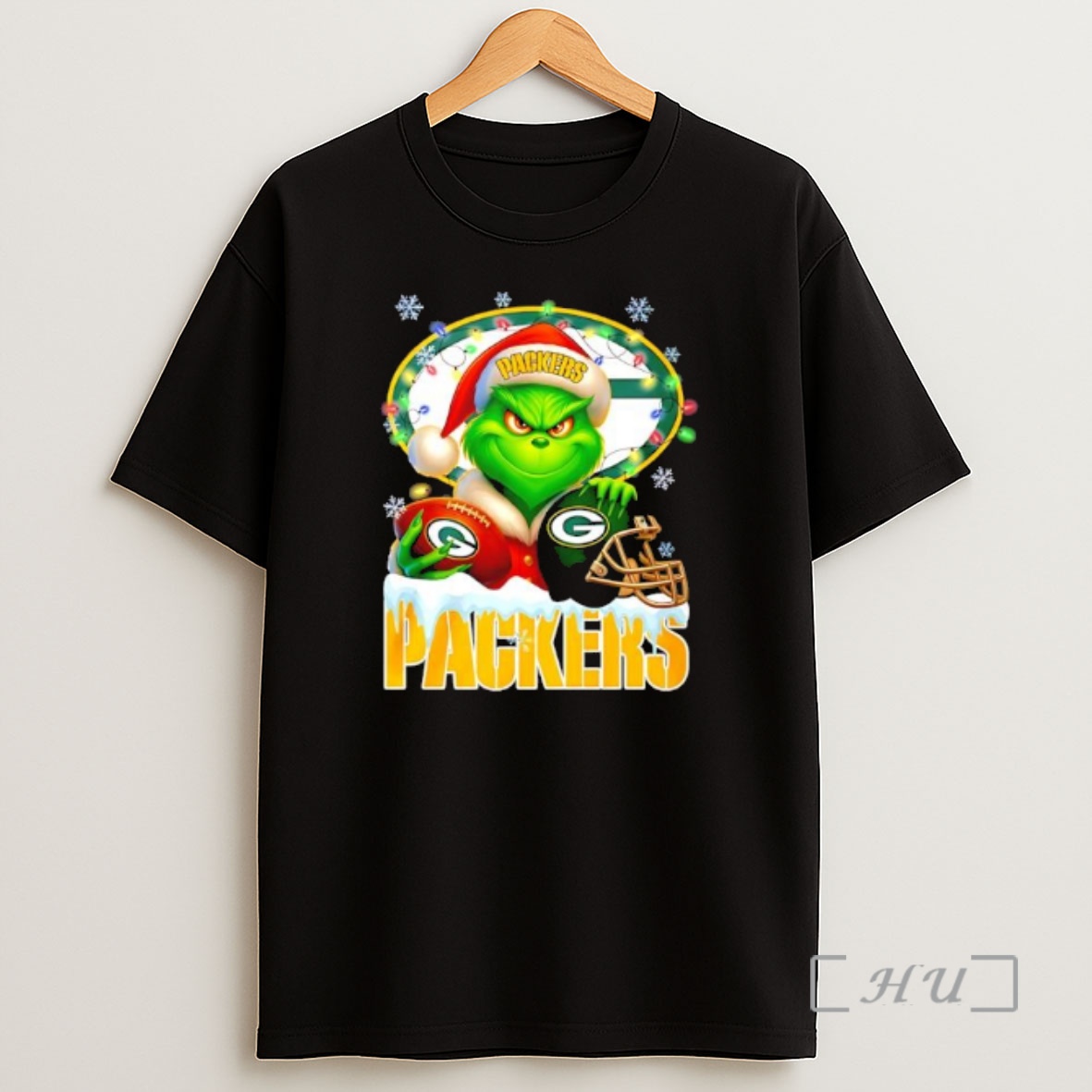 Officials Grinch With Green Bay Packers Christmas Lights Snowflakes Premium Shirt Sweatshirt Tee